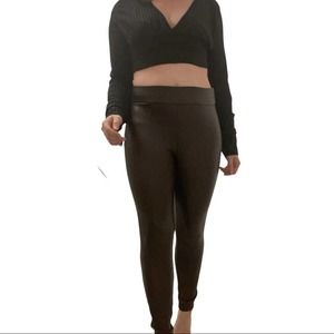 LOFT Petites Faux Leather Burgundy Purple Leggings size SP